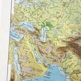 Vintage map Asia China Japan USSR India 43x43cm from 1950