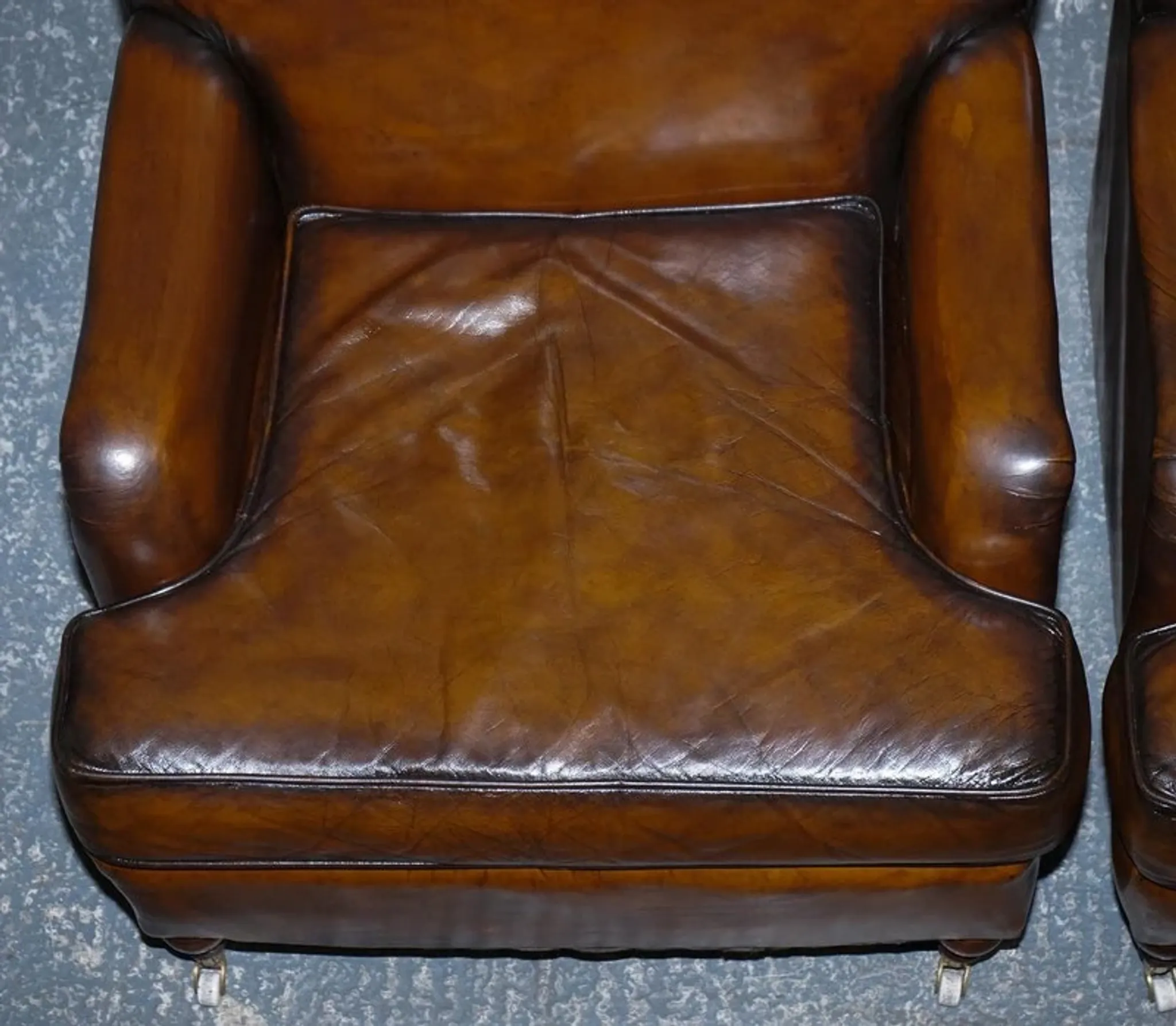 Set of Hand-Dyed Leather Cigar Chairs