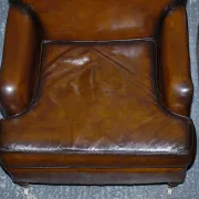 Set of Hand-Dyed Leather Cigar Chairs