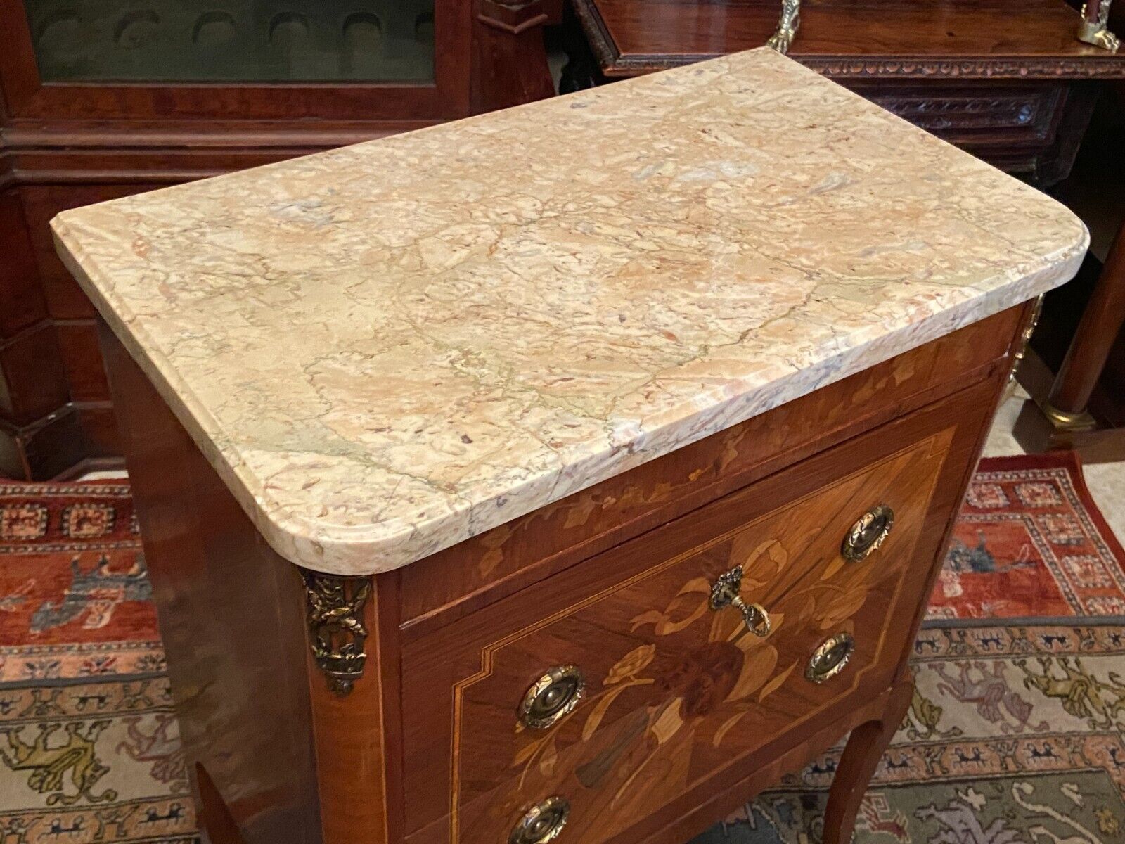 Louis XV Louis XVI style inlaid chest of drawers