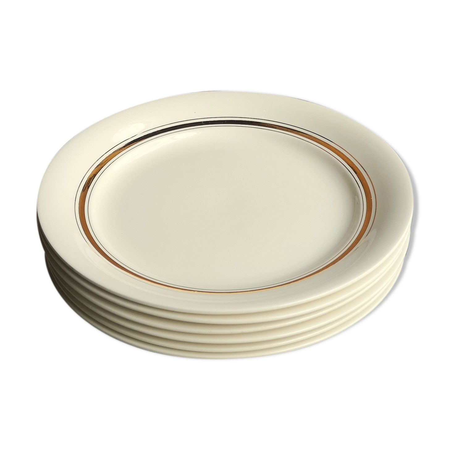 6 vintage cream plates with golden fillet by Villeroy Boch