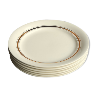 6 vintage cream plates with golden fillet by Villeroy Boch