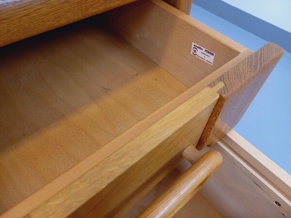 Grand bureau de direction double-face vintage en bois de chêne années 70