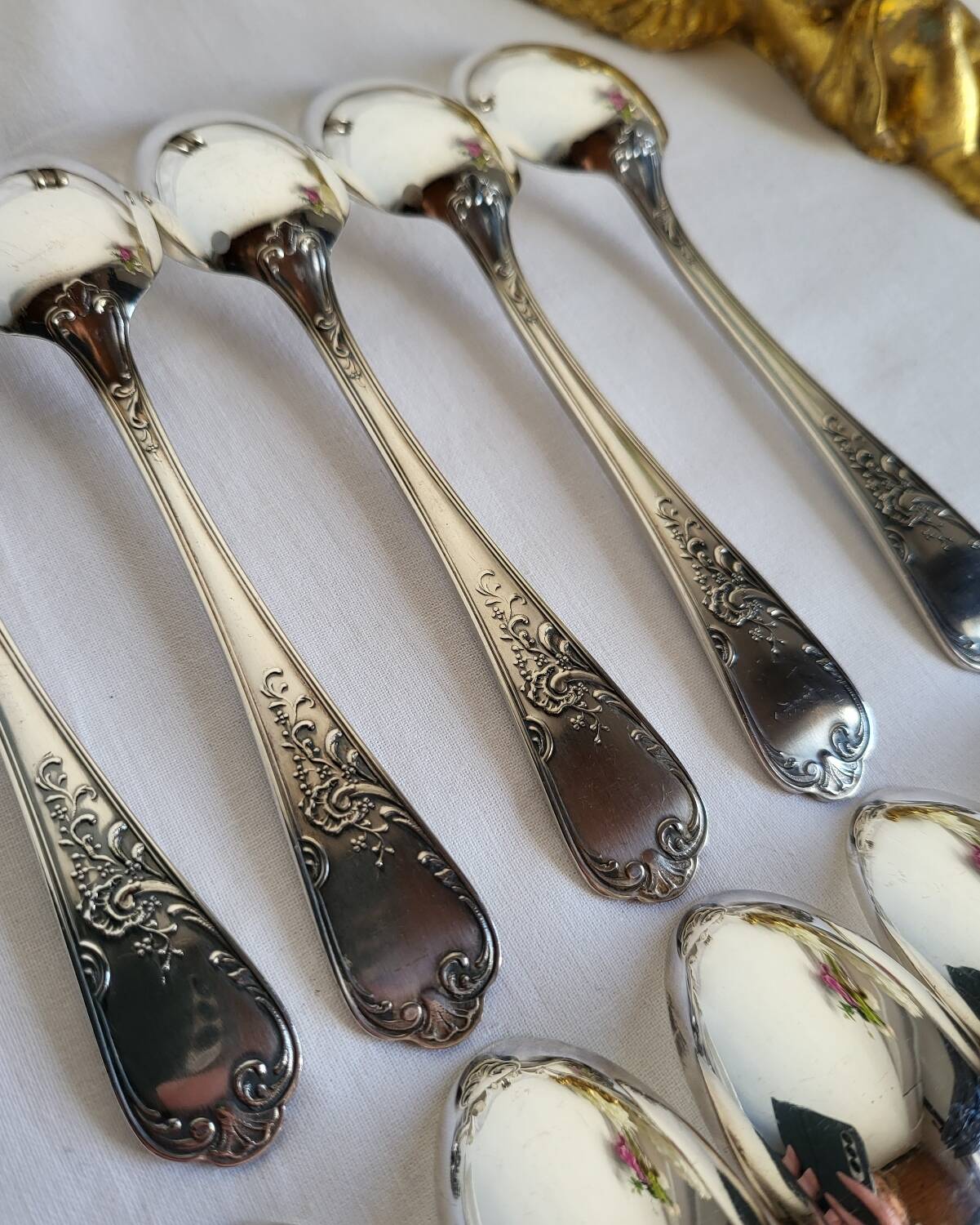 12 Small Silver-Plated Metal Spoons Guildar Silversmith