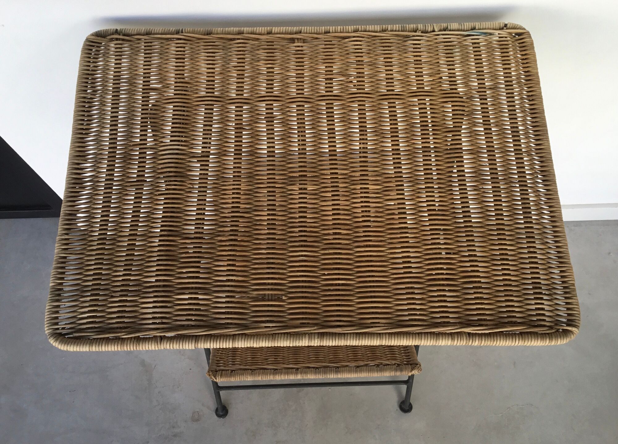 Folding sofa end in metal and wicker - vintage 1960