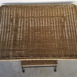 Folding sofa end in metal and wicker - vintage 1960