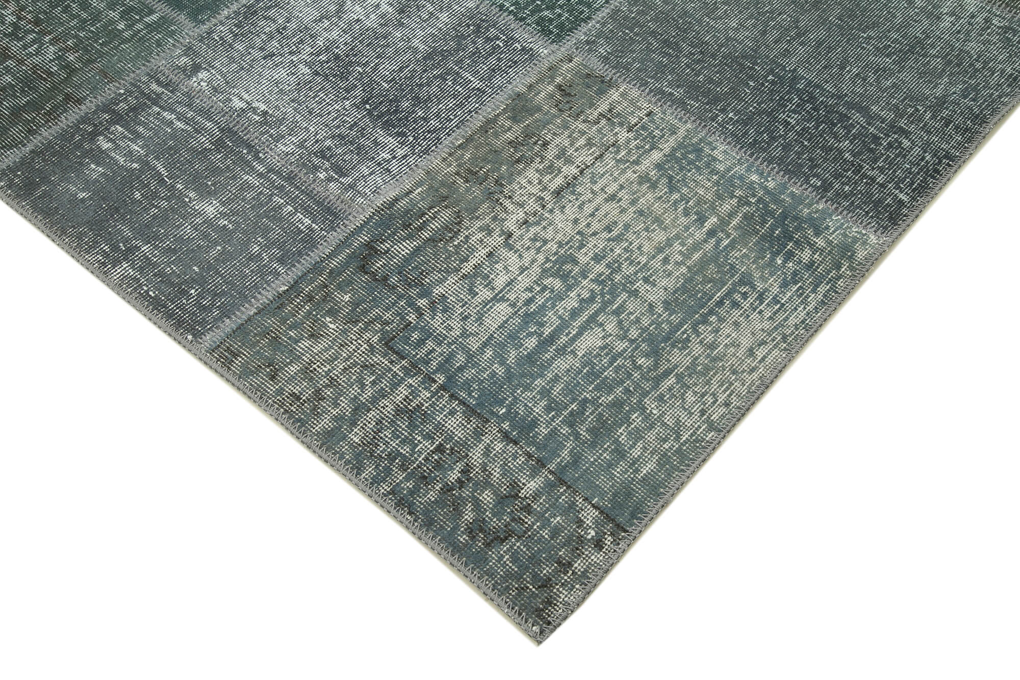 Handwoven turkish contemporary 171 cm x 239 cm grey patchwork carpet