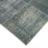Handwoven turkish contemporary 171 cm x 239 cm grey patchwork carpet