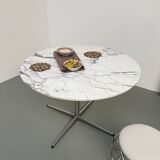 60s marble table with chrome cross base