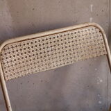 Two metal tanned folding chairs