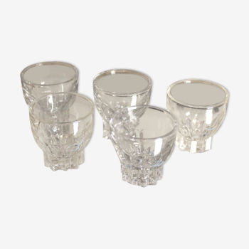 Set of 5 Liqueur or Shot Glasses - Art Deco 1940 certified