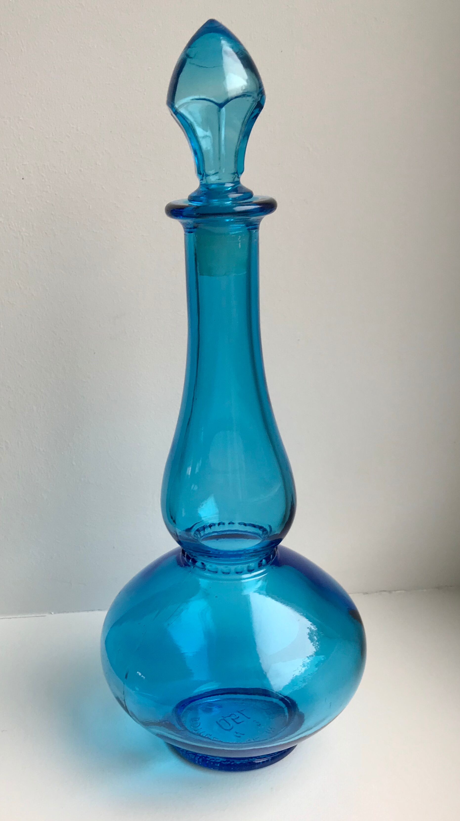 Turquoise blue carafe made in belgium 70s
