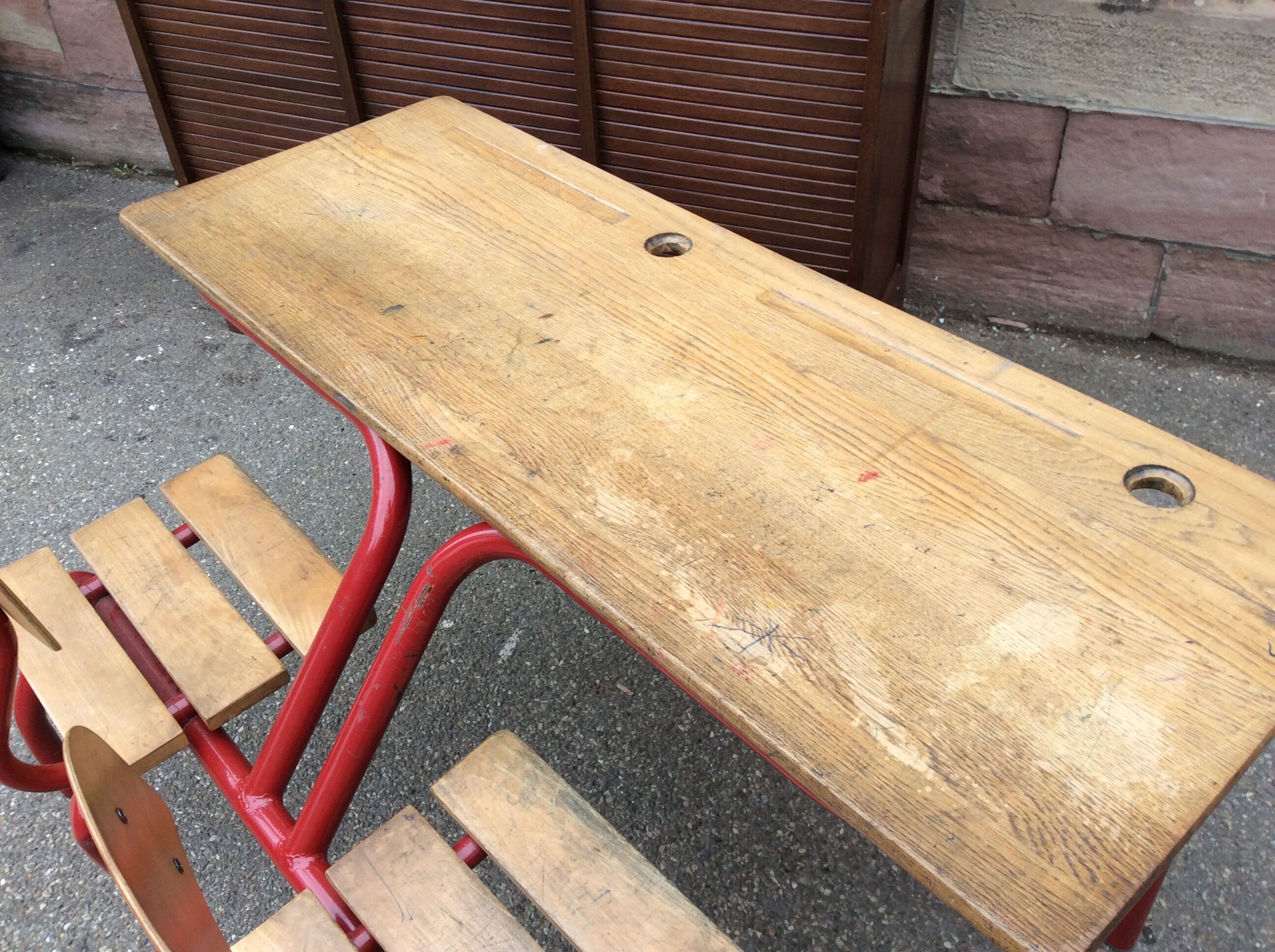 School desk school desk double vintage bench 1960