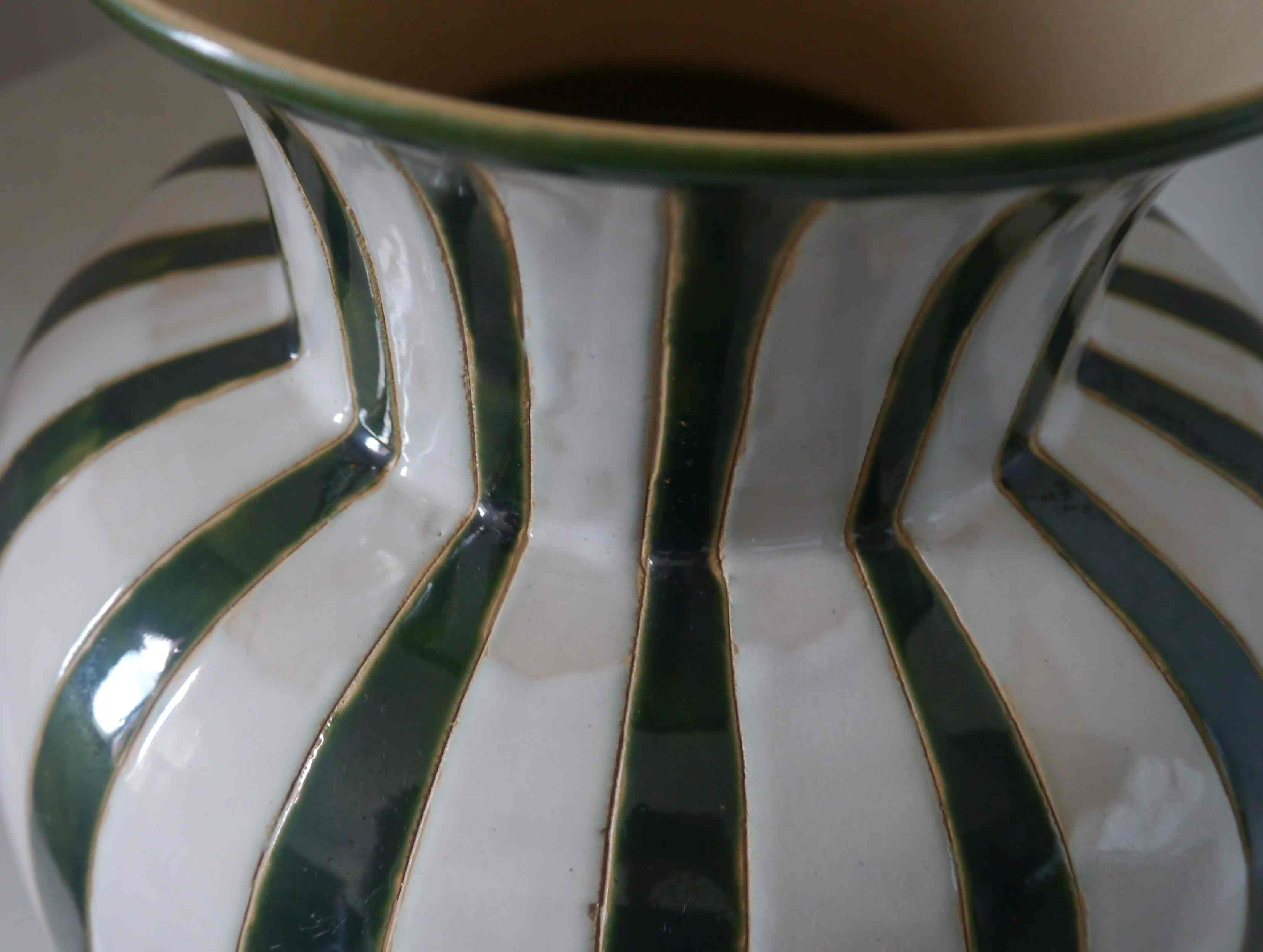 Vase old ceramic potiche 40 cm 50s signed "PH"