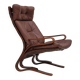 Années 1970, design scandinave, chaise longue, état d'origine, cuir, bois courbé.