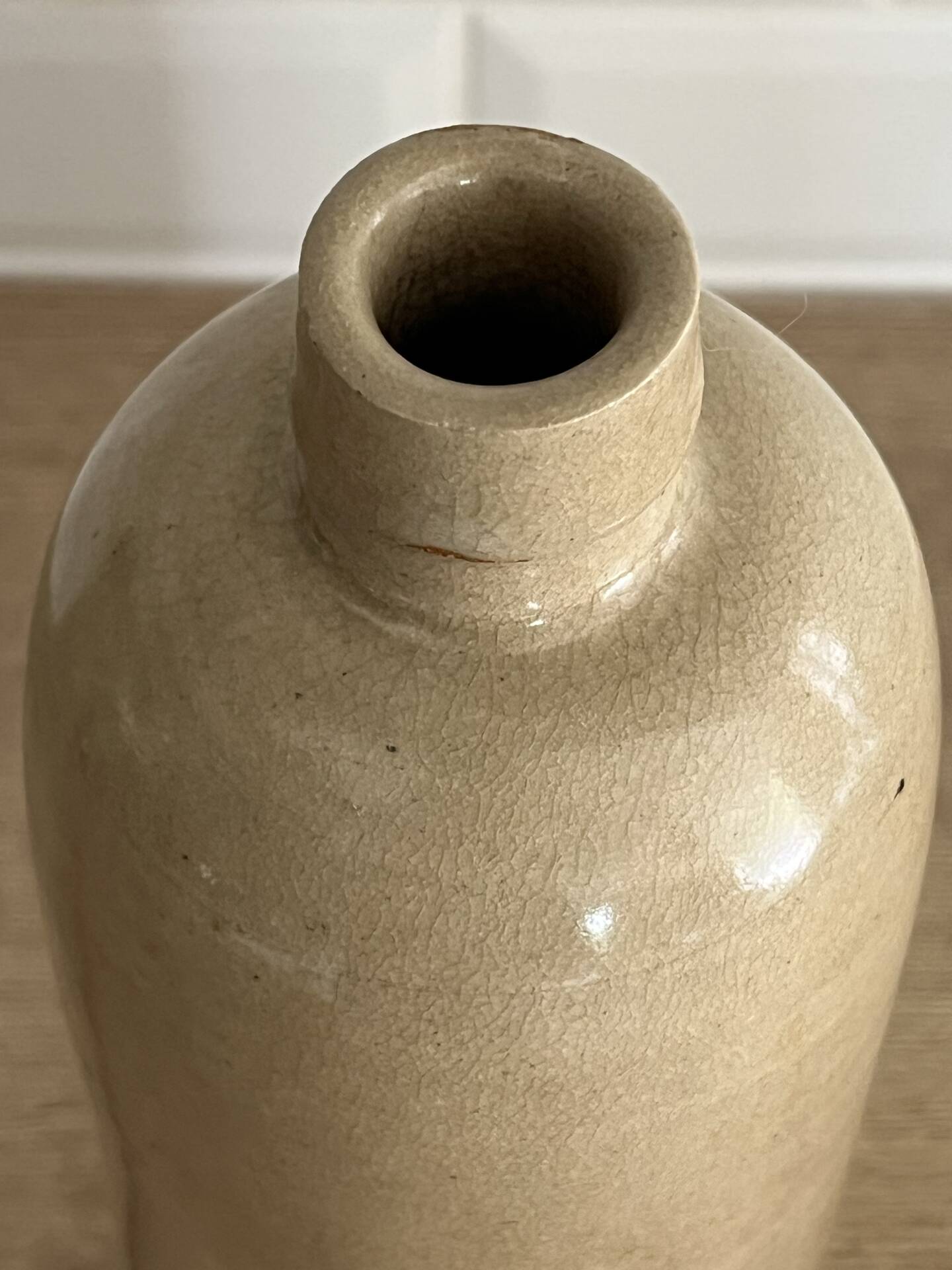Beige stoneware bottle vase