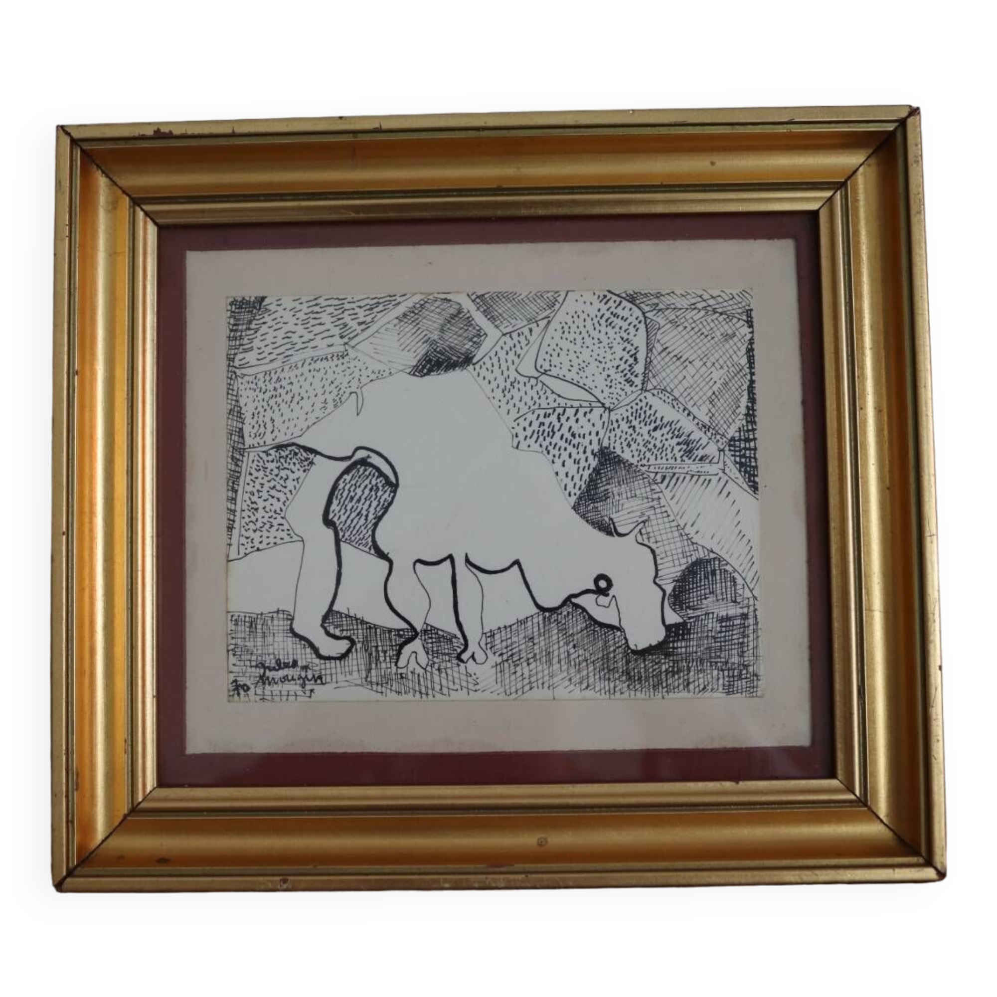 Tableau dessin " le taureau" Jules Mougin , le poète facteur
Abstrait art brut