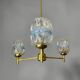 Mid Century Modern 3-light wood and glass chandelier