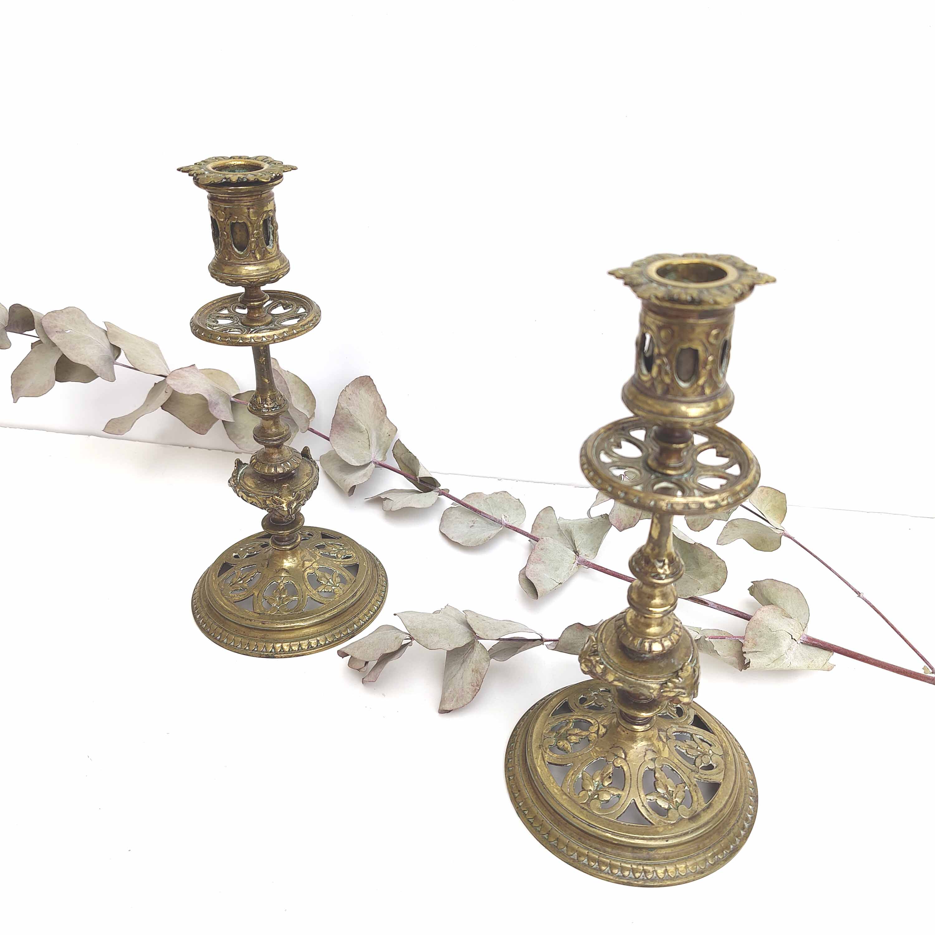 Pair of gilded bronze candle holders