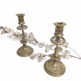 Pair of gilded bronze candle holders