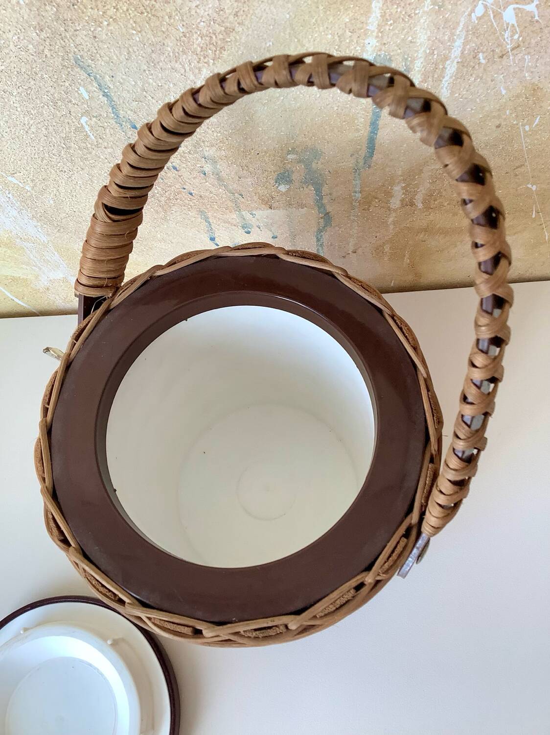 Wicker rattan ice bucket