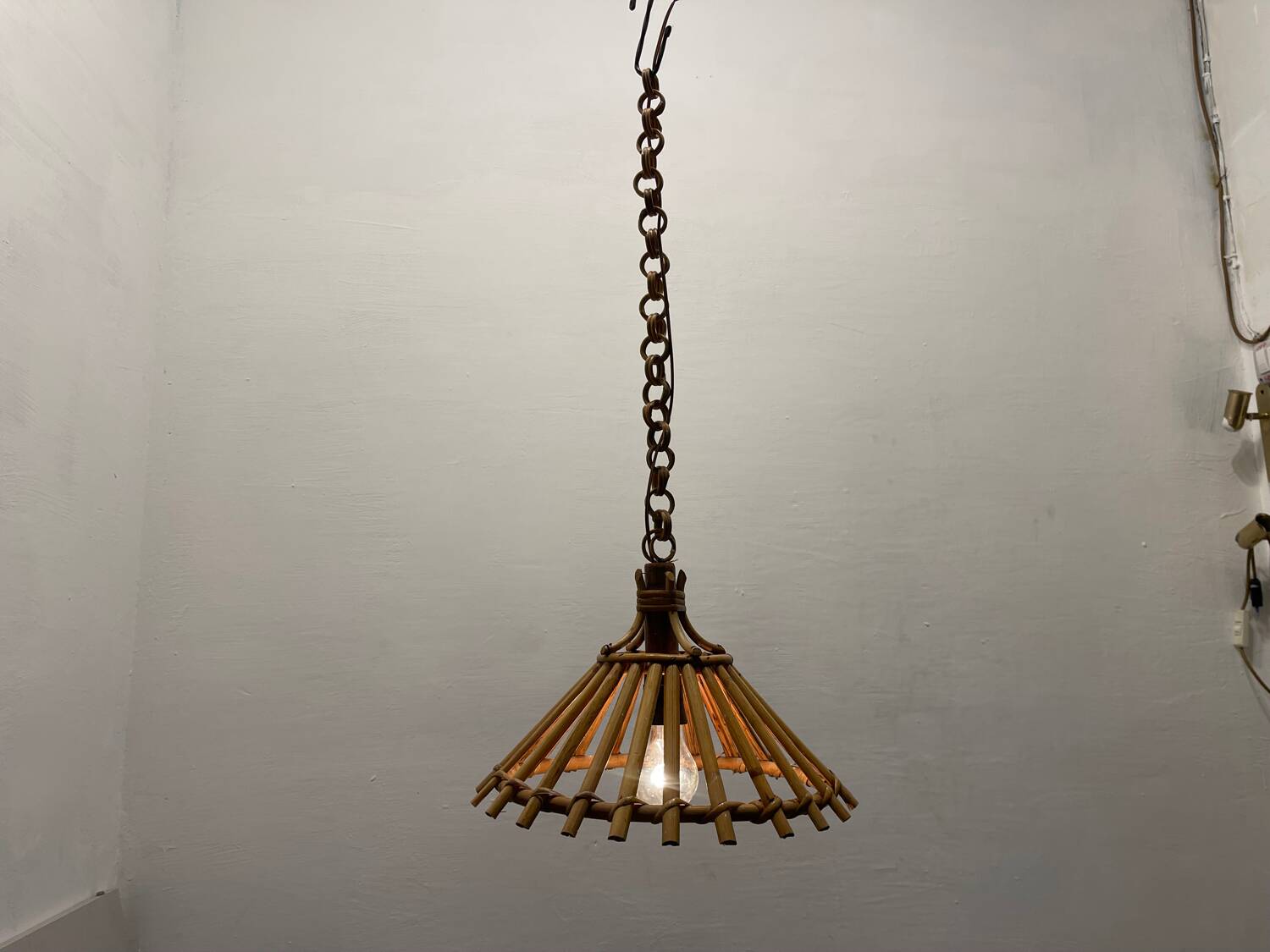 Rattan vintage Light Pendants Set of 2 1960’s