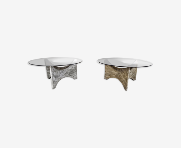 Pair of brutalist coffee tables, 1970s