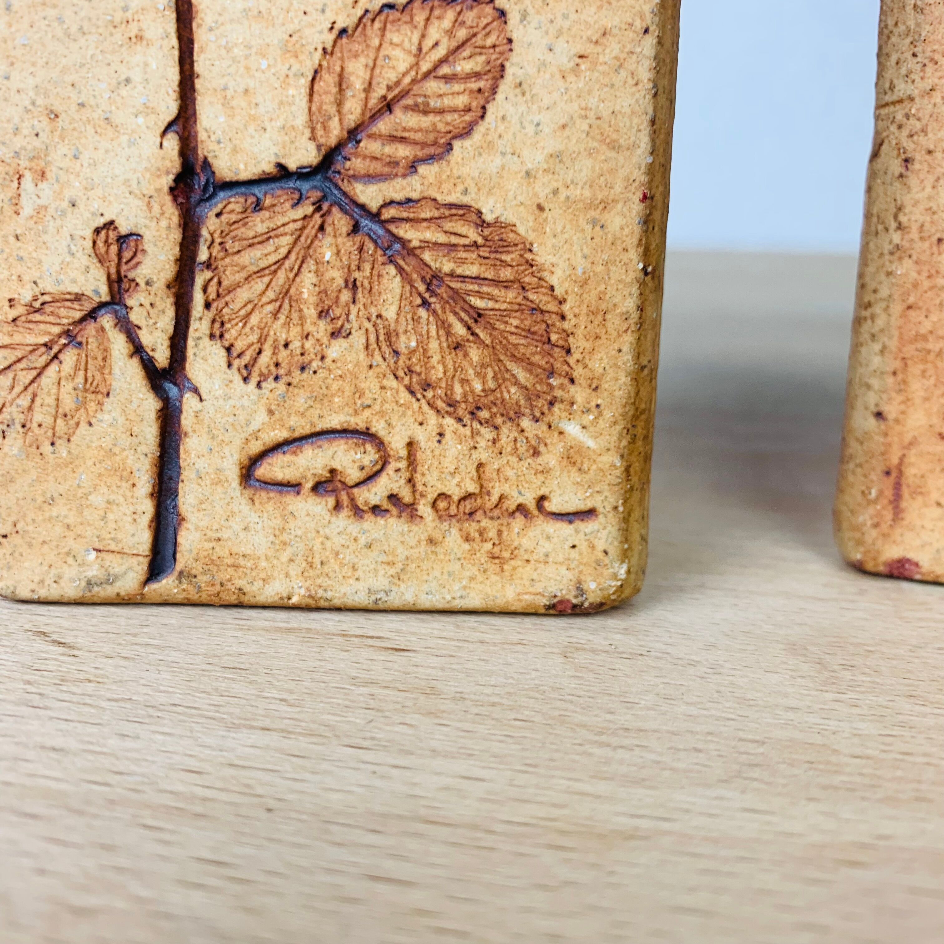 Pair of herbarium vases by Raymonde Leduc in Vallauris, triangle