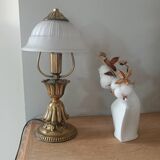 Vintage lamp in metal with brass finish and frosted opaline glass – 2 available