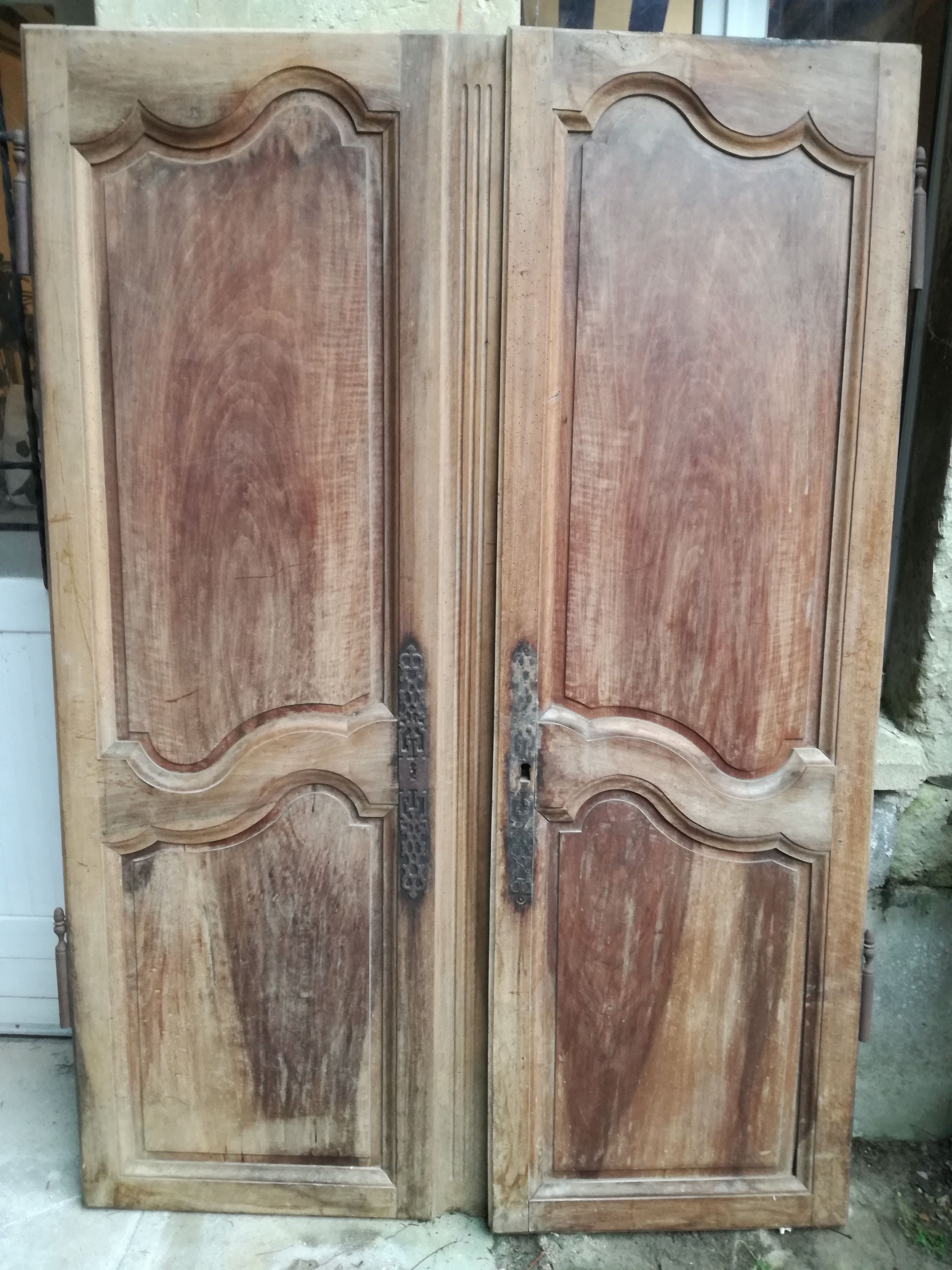 Double antique walnut closet doors
