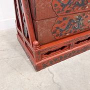 Coffre de mariage chinois, bois laqué, décor peint à la main