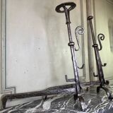 Pair of wrought iron candlesticks, 18th century