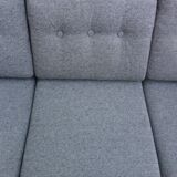 Three seater sofa in fabric and wood