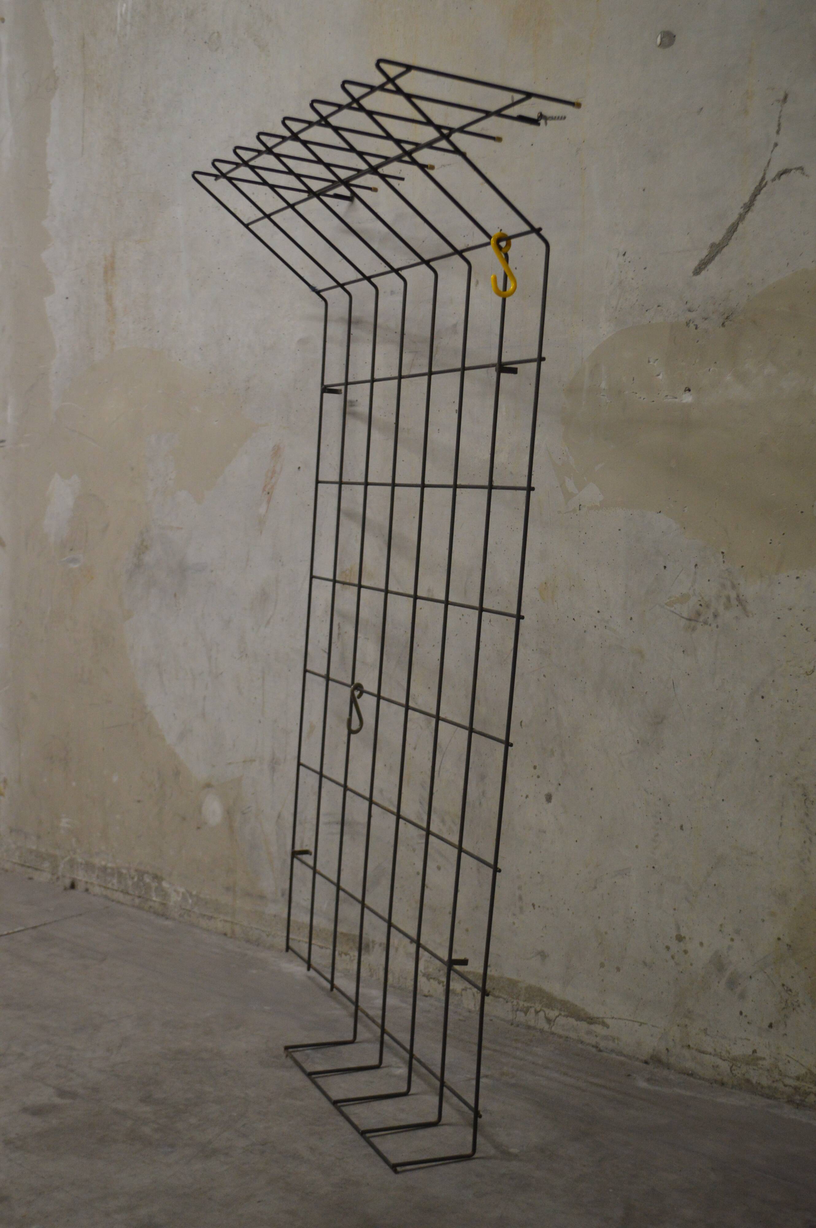 Vintage Scandinavian string coat rack from the 1960s, designed by Karl Fichtel