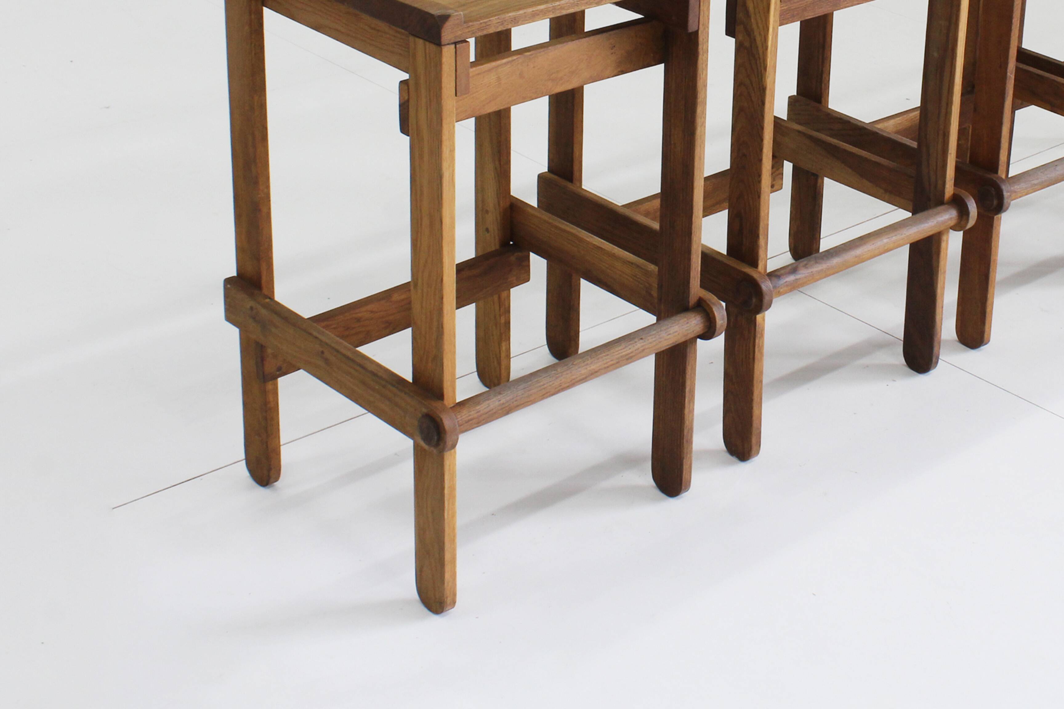 Vintage wooden bar stools 1960, set of 4