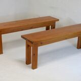 Pair of brutalist benches. Wood. France. Circa 1960.