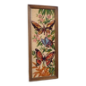 Cadre bois Canevas tapisserie papillons vintage