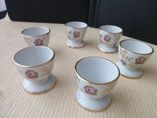 Set of 6 flowered shells in Limoges porcelain