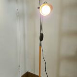 Vintage 1970s floor lamp with 2 spots, chrome, orange and black.