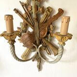 Louis XVI style wall lamp, musical instruments, 63 cm