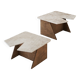 Wood and sculpted travertine table - Italy 1970