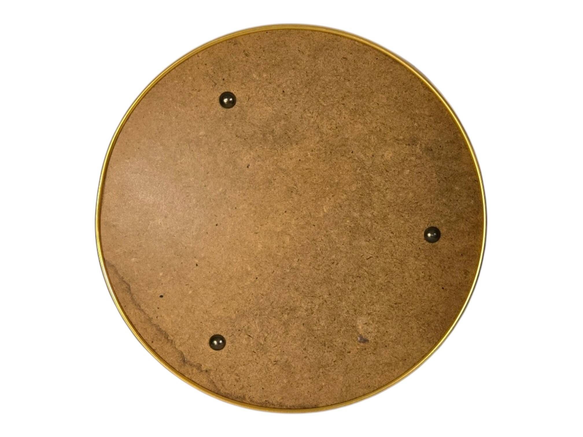 Plateau miroir rond en métal doré D.23