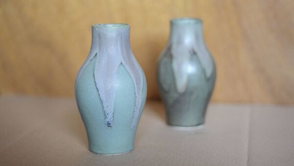 Paire de vase grès flammé Denbac style, petit vase vintage, pot à fleurs