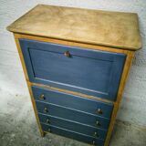 Vintage blue secretary and raw wood