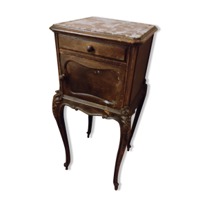 Table de chevet noyer et marbre