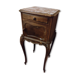 Walnut and marble bedside table
