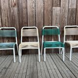 Set of 4 vintage 1960s Scoubidou children's chairs