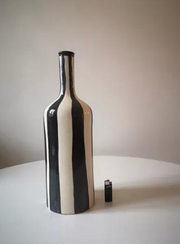 Handmade glazed ceramic vase, graphic design