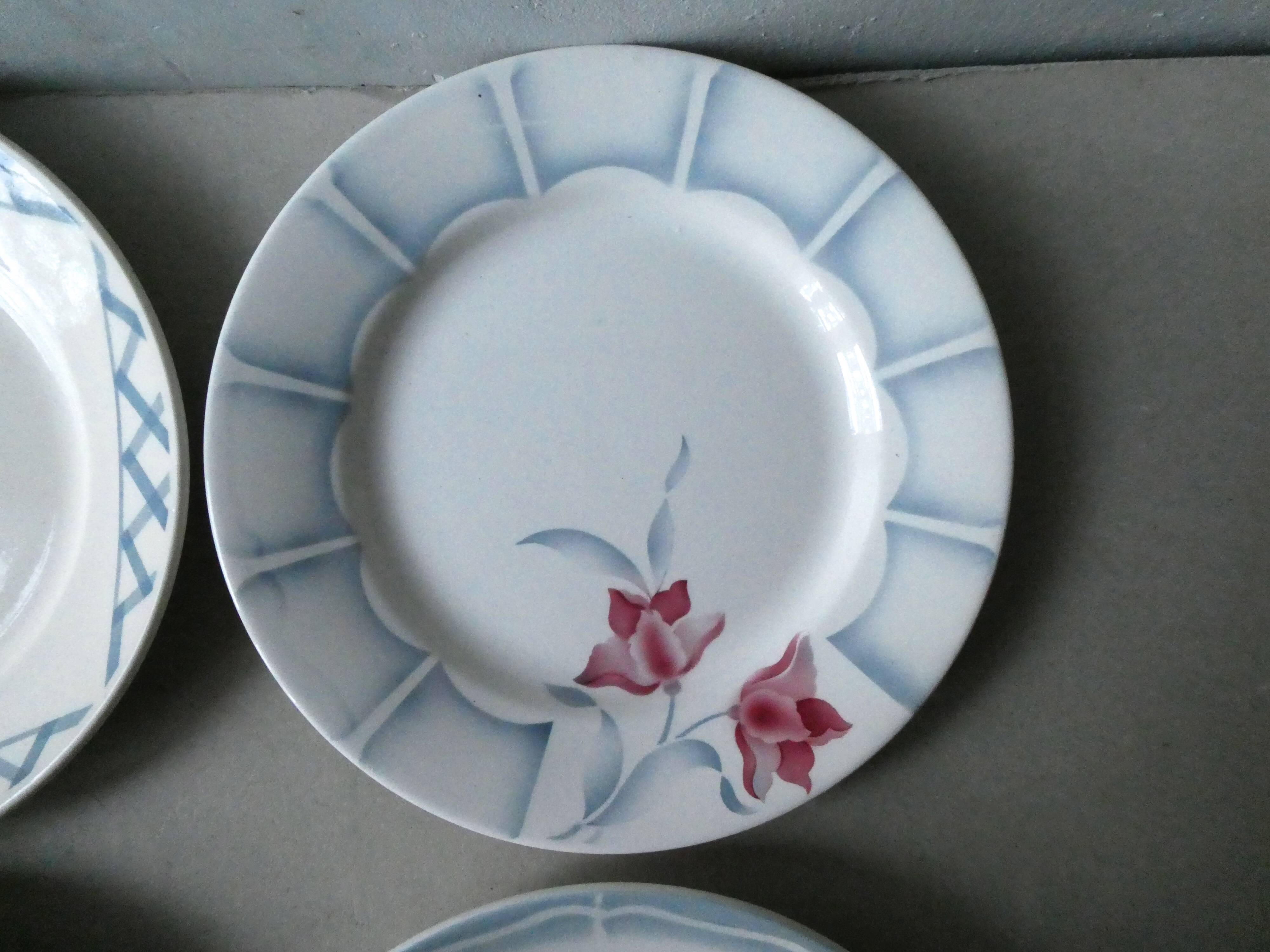 Set of 6 dinner plates Digoin Sarreguemines 40-50 years