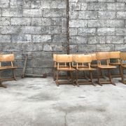 Series of 10 casala children's chairs in vintage light wood